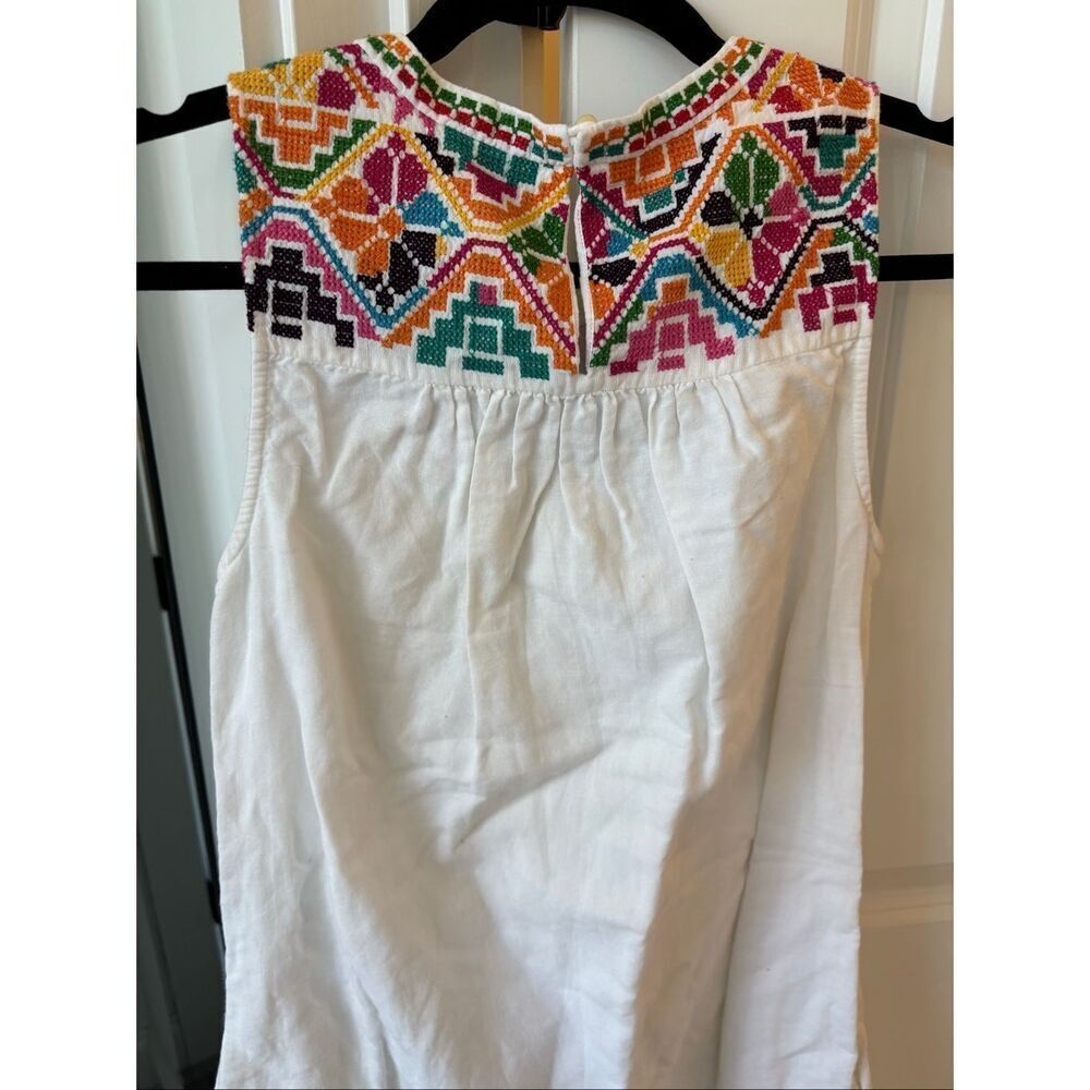 Madewell X JM Dry Goods Off White Embroidered Sleeveless Dress Womens XXS E41 - Picture 5 of 9